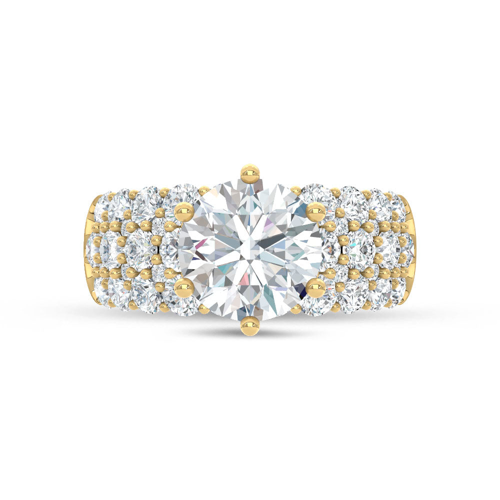 14K Yellow Gold Lab Grown Diamond 5 1/2 Ct.Tw. Round Shape Engagement Ring (IGI Certified Center 3ct) ( Center 3 ct)