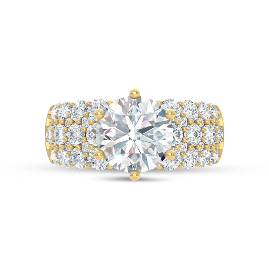 14K Yellow Gold Lab Grown Diamond 5 1/2 Ct.Tw. Round Shape Engagement Ring (IGI Certified Center 3ct) ( Center 3 ct)