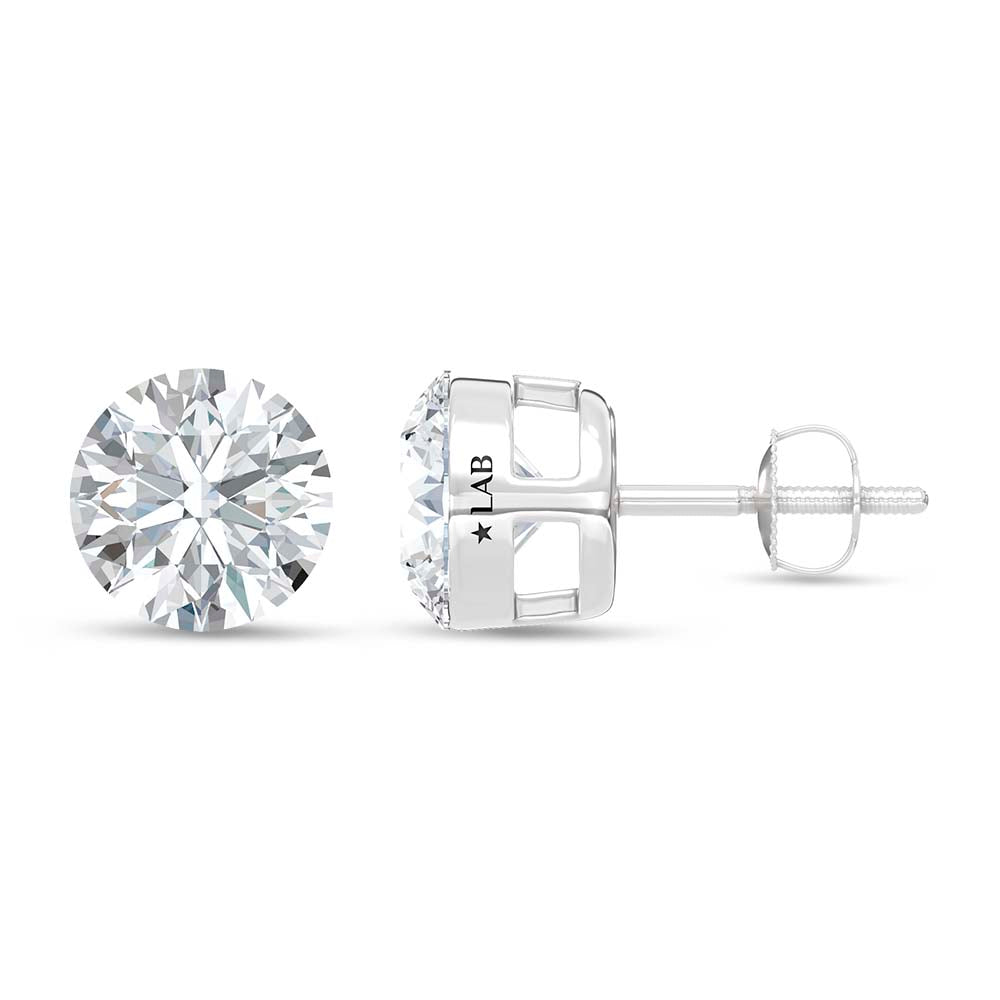 14K White Gold Lab Grown Diamond 4 Ct.Tw. Float Invisible Stud Earrings