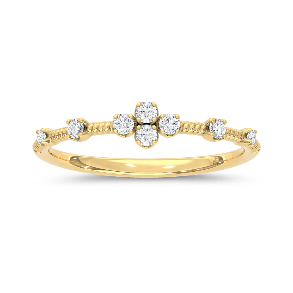 10K Two Tone 1/8 Ct.Tw. Lab Grown Diamond Stackable Band