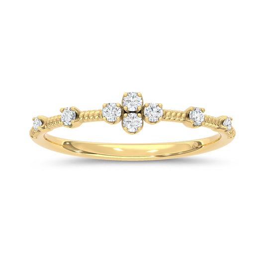 10K Two Tone 1/8 Ct.Tw. Lab Grown Diamond Stackable Band