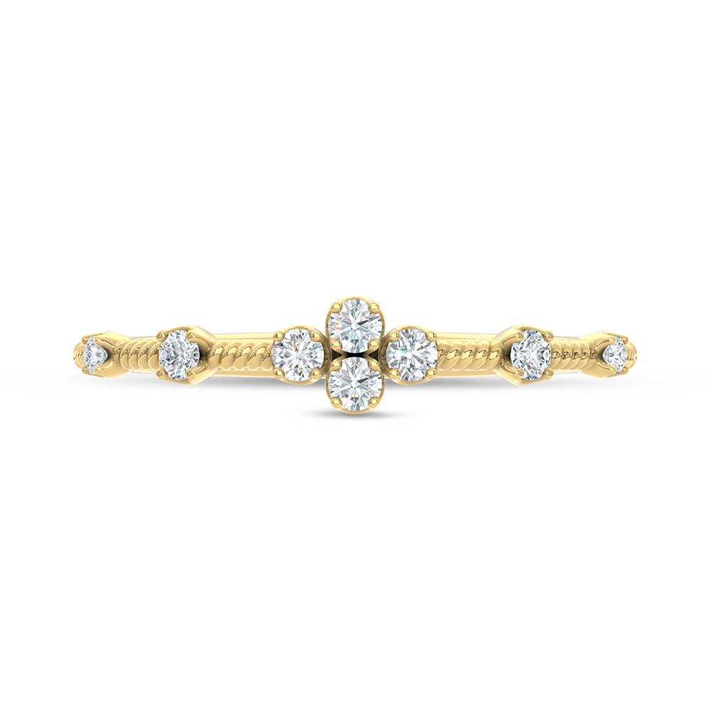 10K Two Tone 1/8 Ct.Tw. Lab Grown Diamond Stackable Band