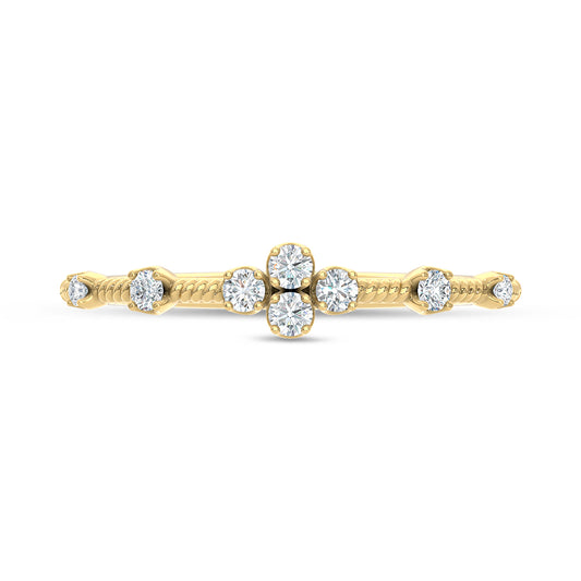 10K Two Tone 1/8 Ct.Tw. Lab Grown Diamond Stackable Band