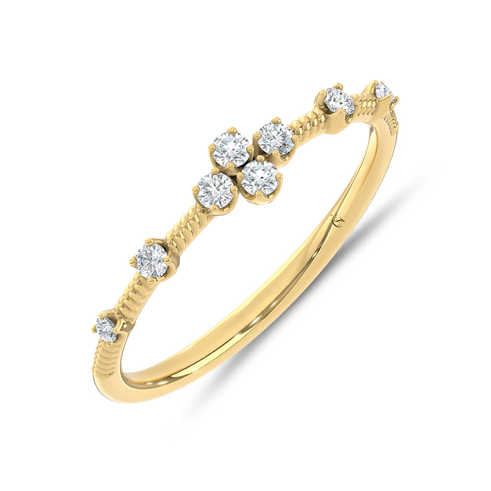 10K Two Tone 1/8 Ct.Tw. Lab Grown Diamond Stackable Band