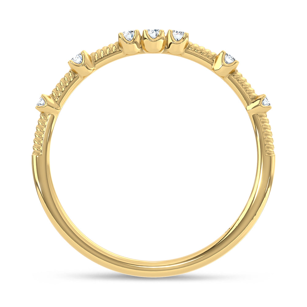 10K Two Tone 1/8 Ct.Tw. Lab Grown Diamond Stackable Band