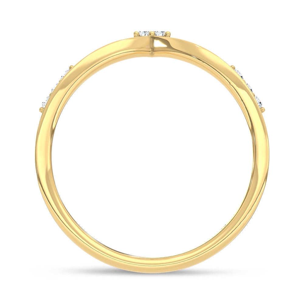 10K Two Tone 1/20 Ct.Tw. Lab Grown Diamond Chevron Band