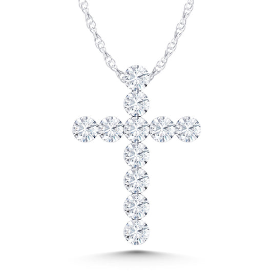 14K White Gold Lab Grown Diamond 1 Ct.Tw. Cross Pendant
