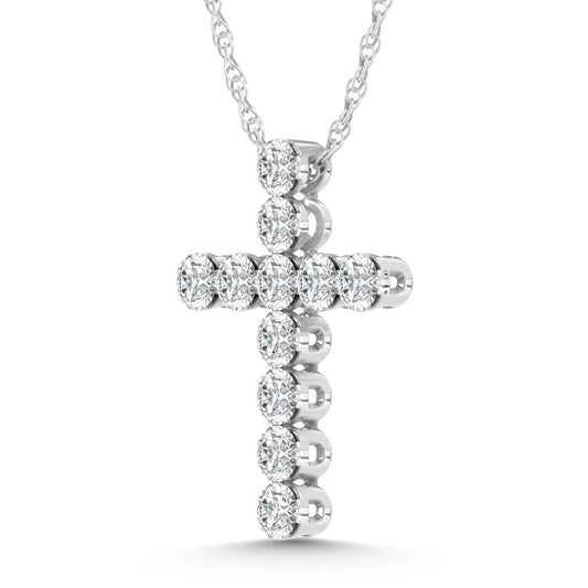 14K White Gold Lab Grown Diamond 1 Ct.Tw. Cross Pendant