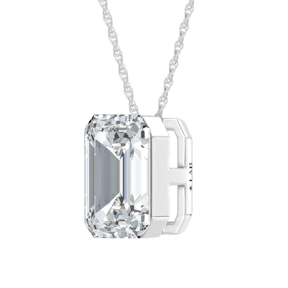 14K White Gold Lab Grown Diamond 1 Ct.Tw. Emerald Shape Slider Pendant