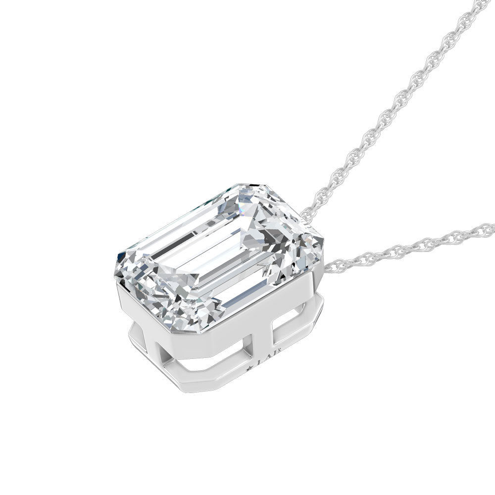 14K White Gold Lab Grown Diamond 1 Ct.Tw. Emerald Shape Slider Pendant