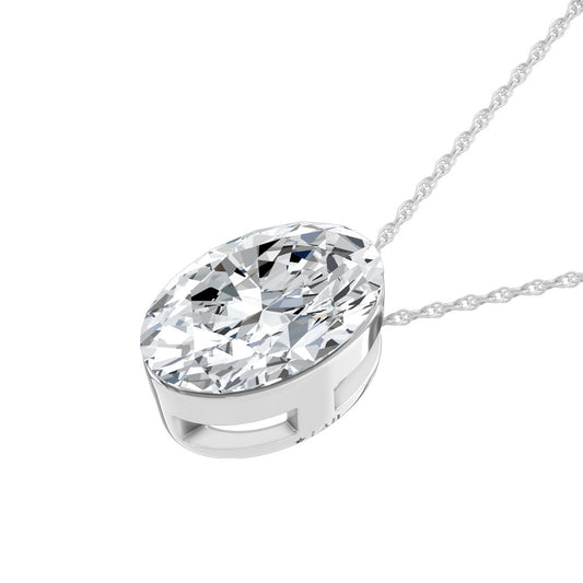 14K White Gold Lab Grown Diamond 1 Ct.Tw. Oval Shape Slider Pendant