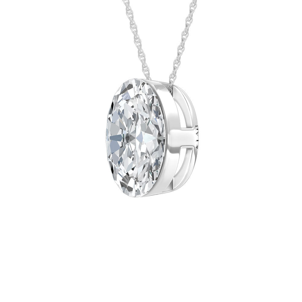 14K White Gold Lab Grown Diamond 1 Ct.Tw. Oval Shape Slider Pendant