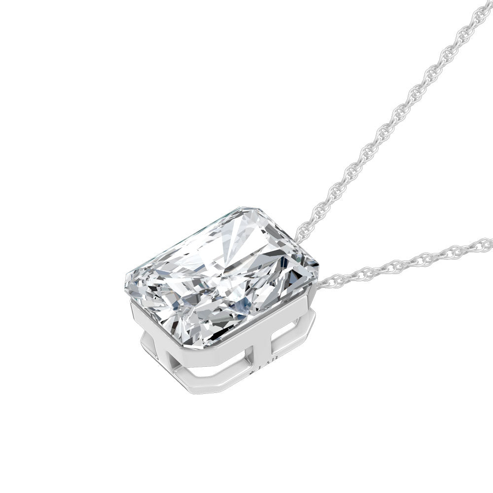 14K White Gold Lab Grown Diamond 1 Ct.Tw. Elongated Radiant Slider Pendant