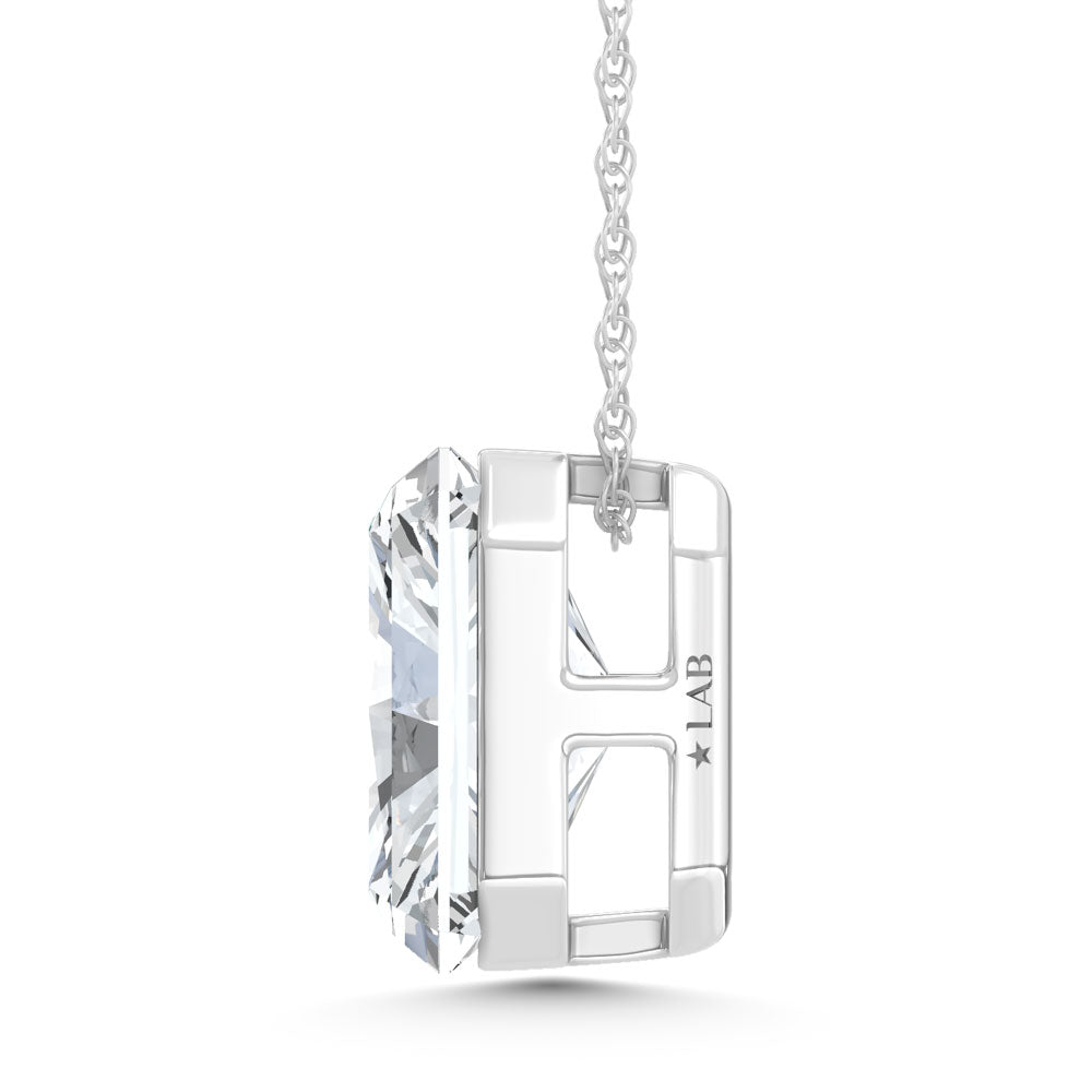 14K White Gold Lab Grown Diamond 1 Ct.Tw. Elongated Radiant Slider Pendant