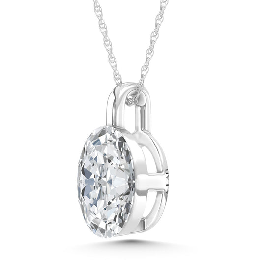 14K White Gold Lab Grown Diamond 1/2 Ct.Tw. Oval Shape Pendant With Stiff Bail