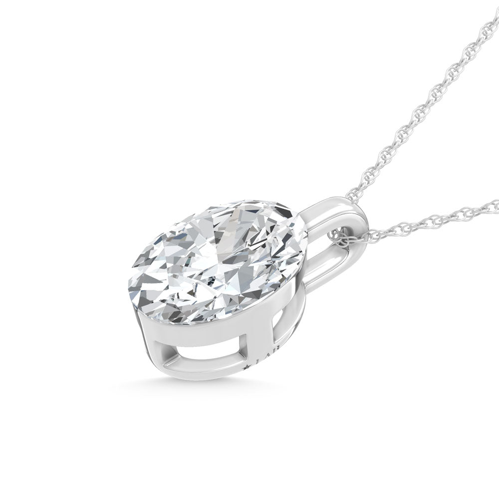 14K White Gold Lab Grown Diamond 1/2 Ct.Tw. Oval Shape Pendant With Stiff Bail