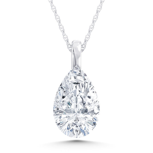 14K White Gold Lab Grown Diamond 1/2 Ct.Tw. Pear Shape Pendant With Stiff Bail