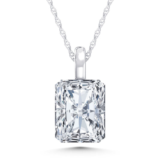 14K White Gold Lab Grown Diamond 1/2 Ct.Tw. Elongated Radiant Pendant With Stiff Bail