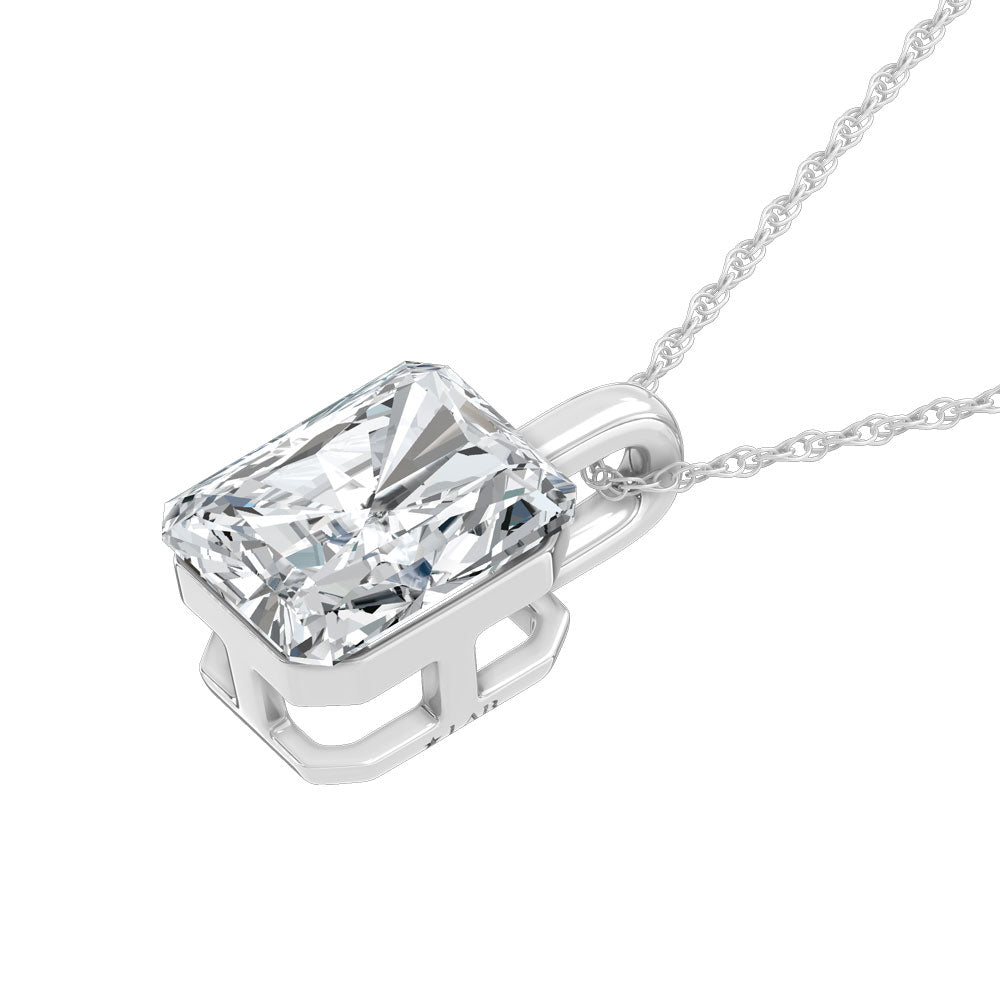 14K White Gold Lab Grown Diamond 1/2 Ct.Tw. Elongated Radiant Pendant With Stiff Bail