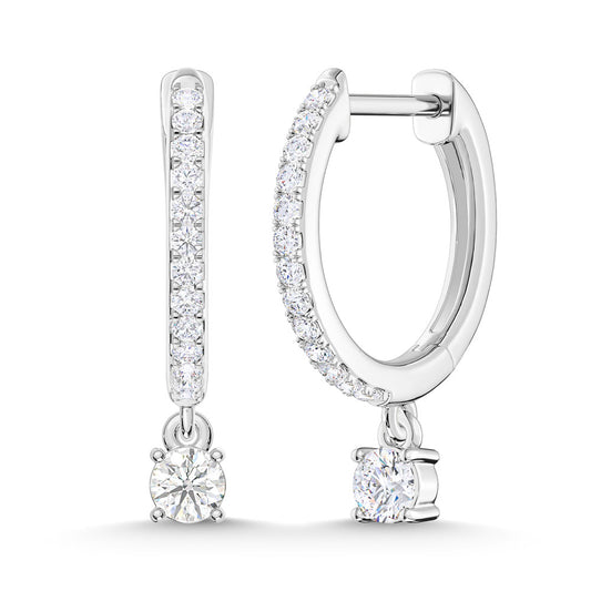 10K White Gold Lab Grown Diamond 1/4 Ct.Tw. Hoop Earrings