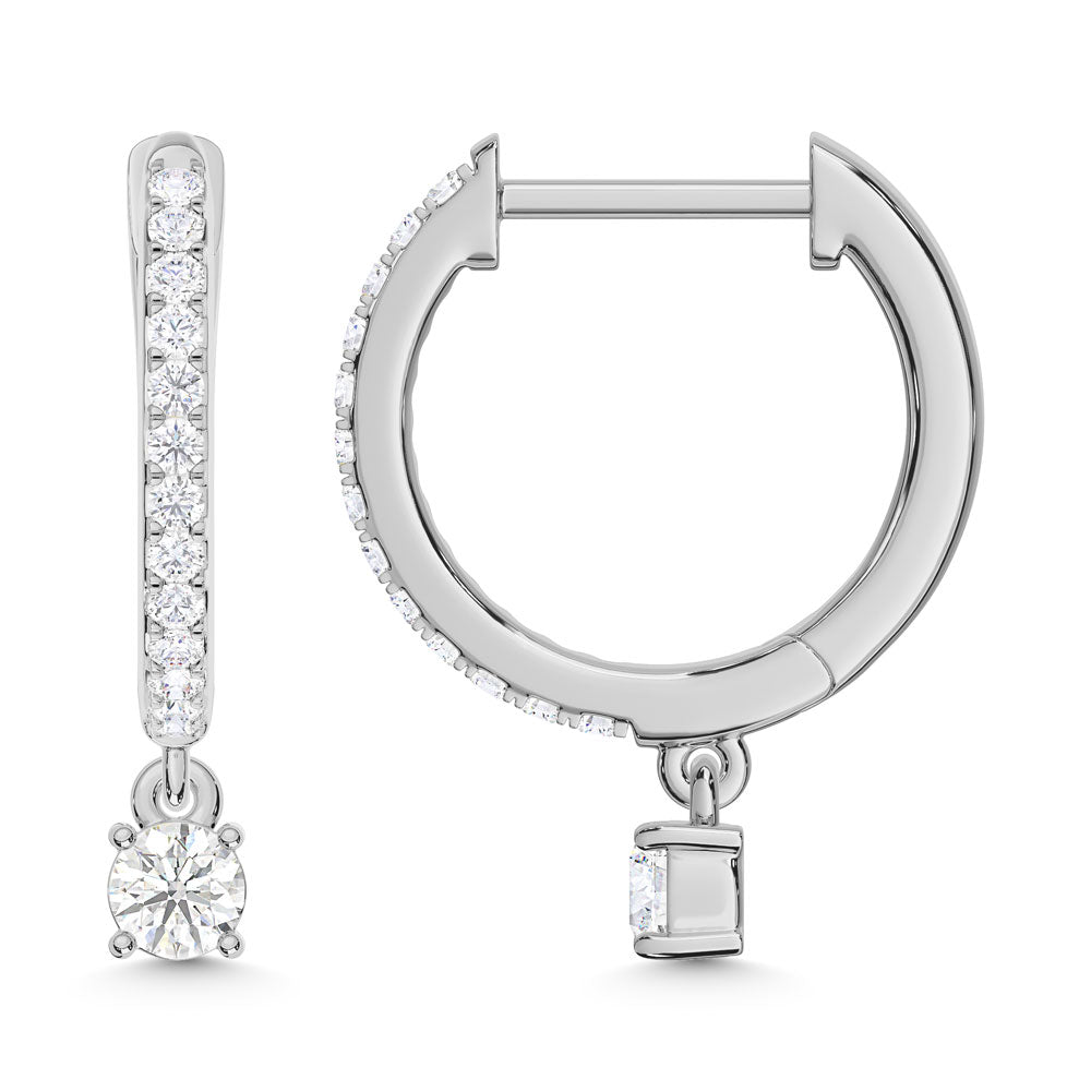 10K White Gold Lab Grown Diamond 1/4 Ct.Tw. Hoop Earrings