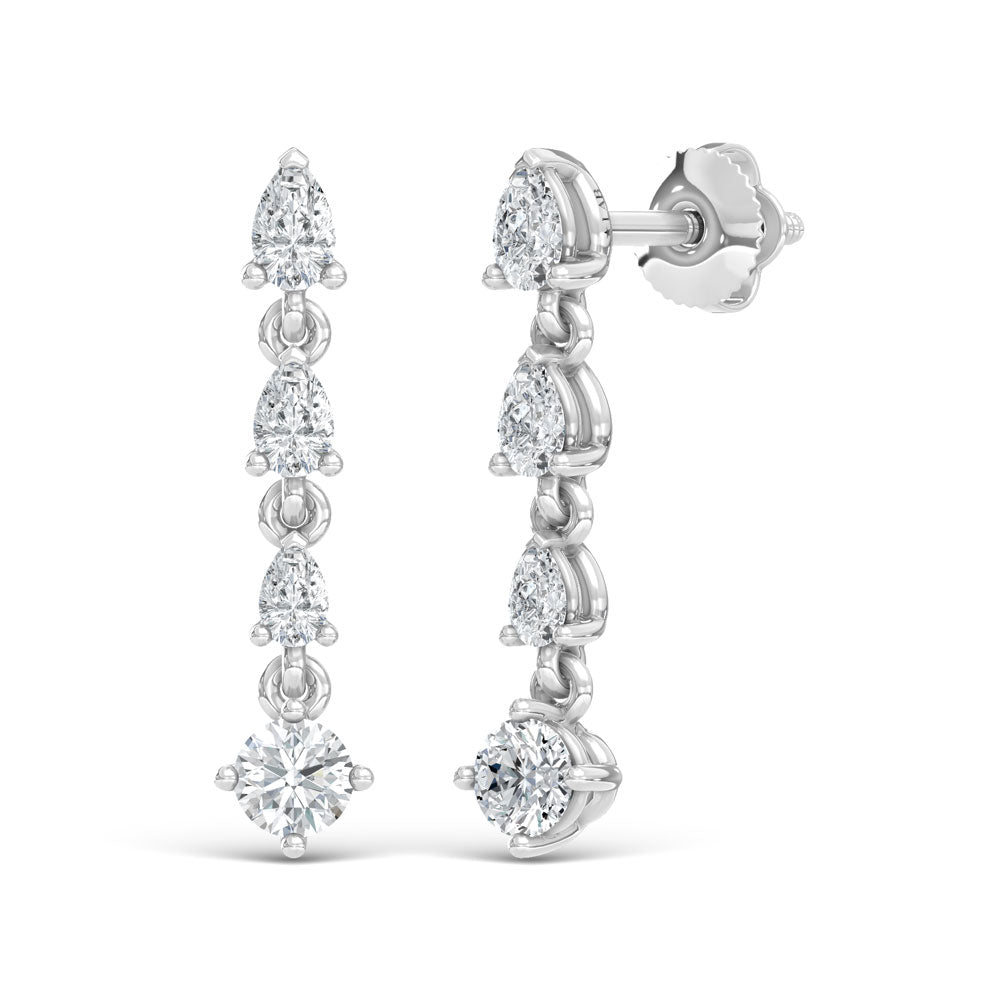 14K White Gold Lab Grown Diamond 5/8 Ct.Tw. Dangler Earrings