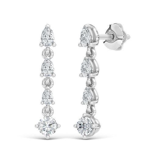 14K White Gold Lab Grown Diamond 5/8 Ct.Tw. Dangler Earrings