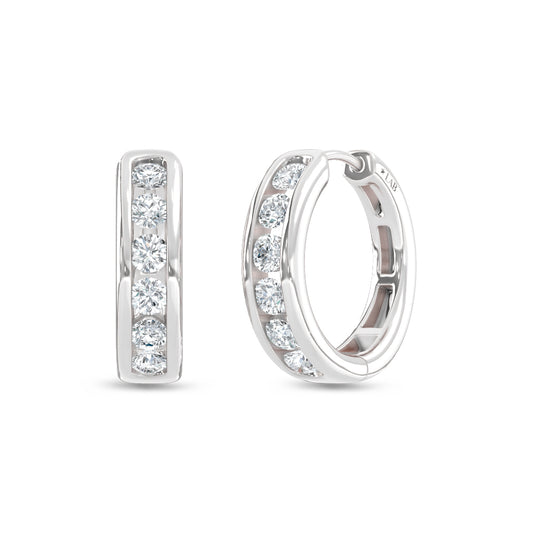 14K White Gold Lab Grown Diamond  1 Ct.Tw. Hoop Earrings