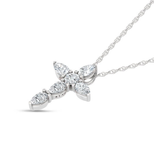 14K White Gold Lab Grown Diamond  1 Ct.Tw. Cross Pendant