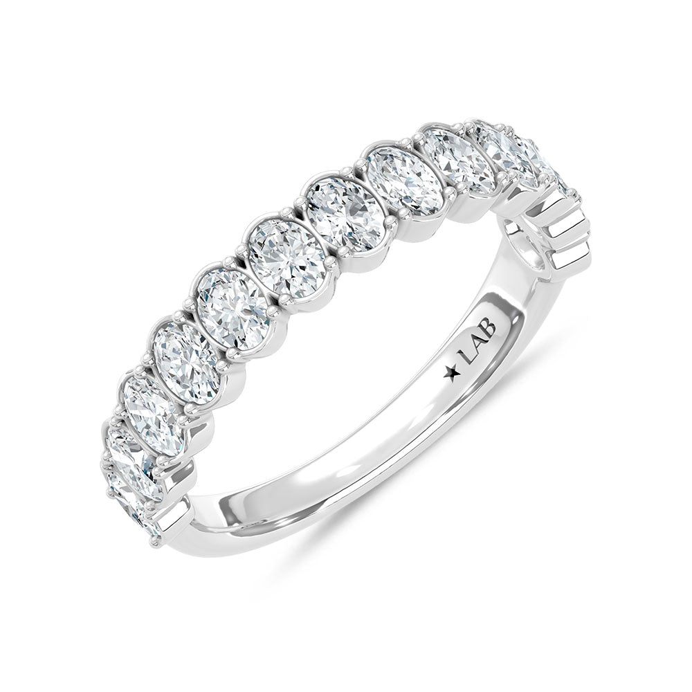 14K White Gold Lab Grown Diamond 1 3/4 Ct.Tw. Oval Shape Wedding Band