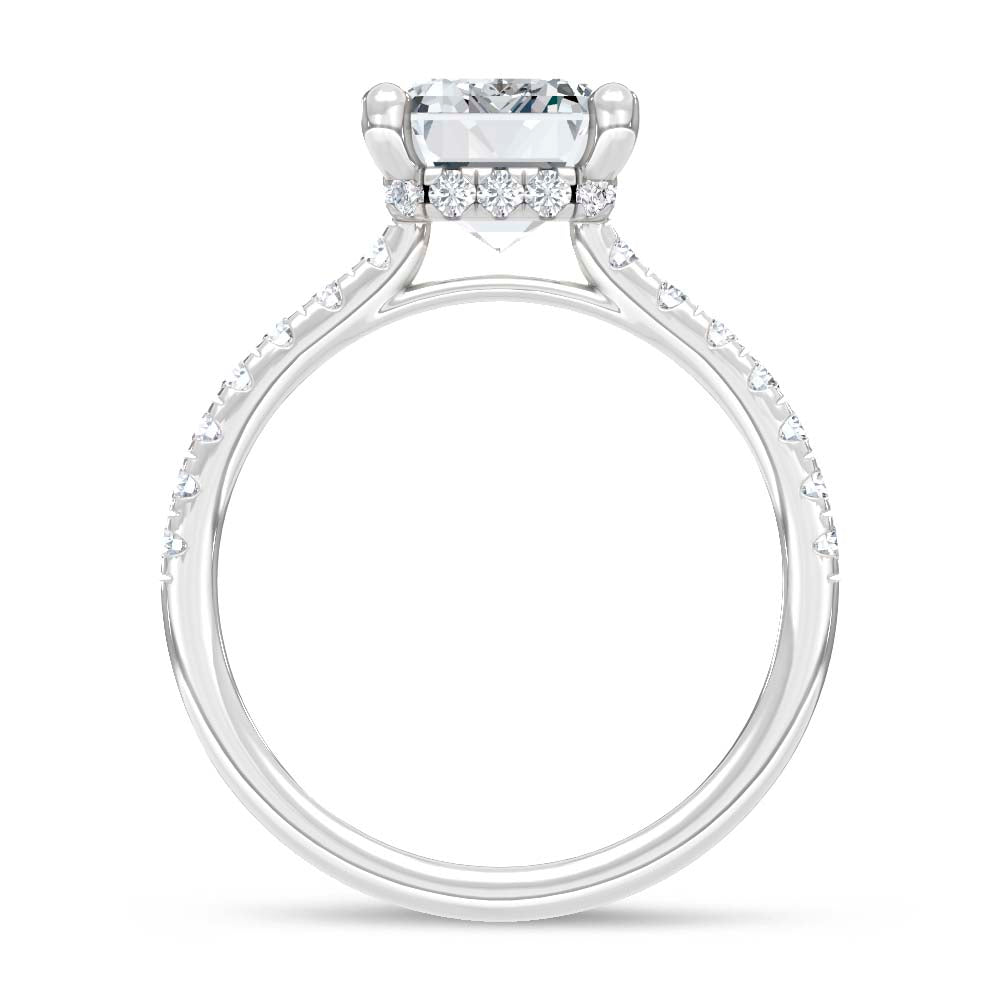 14K White Gold Lab Grown Diamond  3 3/8 Ct.Tw. Emerald Hidden Halo Engagement Ring (IGI Certified Center 3ct)