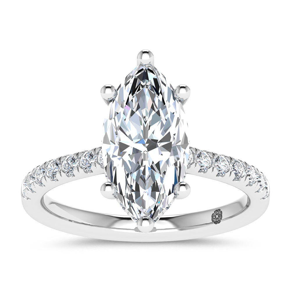 14K White Gold 4 1/2 Ct.Tw. Lab Grown Diamond Marquise Shape Engagement Ring (IGI Certified Center 4ct)
