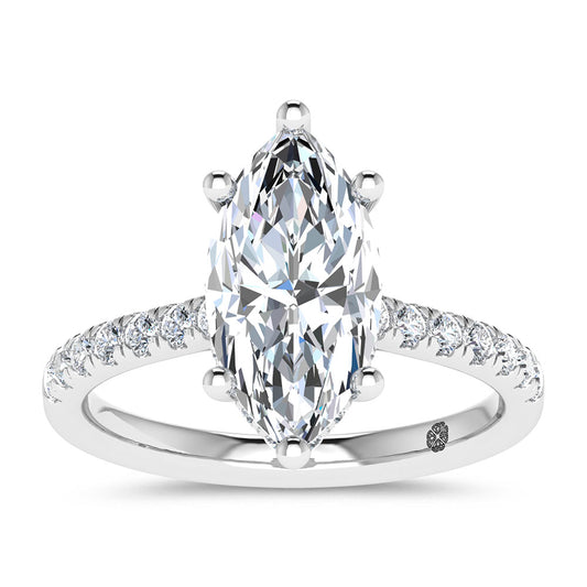 14K White Gold 4 1/2 Ct.Tw. Lab Grown Diamond Marquise Shape Engagement Ring (IGI Certified Center 4ct)
