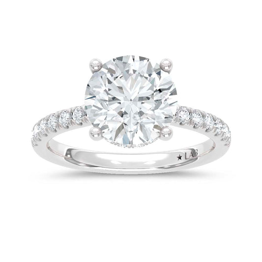 14K White Gold Lab Grown Diamond  2 3/8 Ct.Tw. Round Hidden Halo Engagement Ring (IGI Certified Center 2ct)