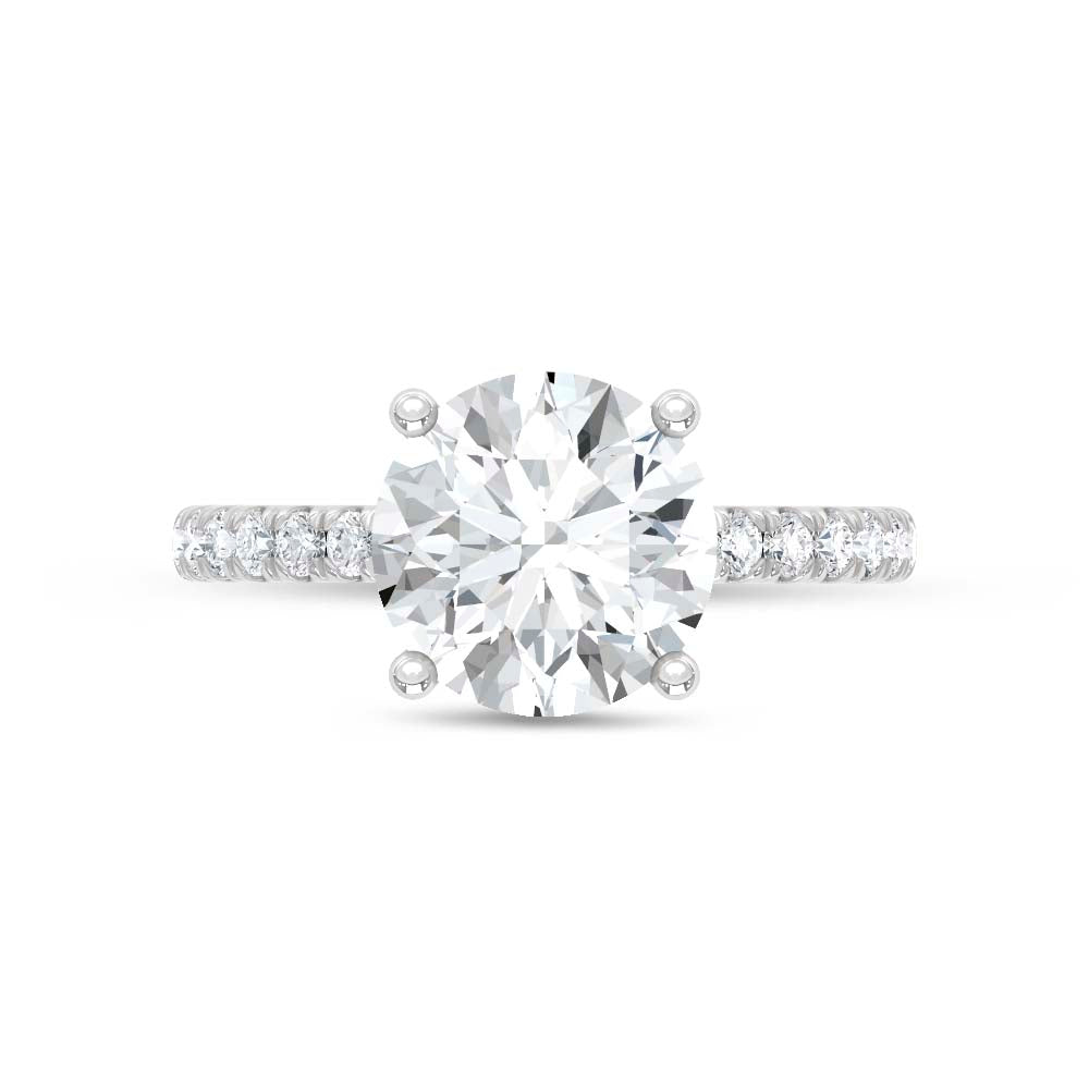 14K White Gold Lab Grown Diamond  2 3/8 Ct.Tw. Round Hidden Halo Engagement Ring (IGI Certified Center 2ct)