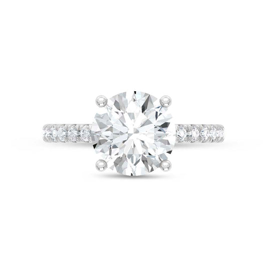 14K White Gold Lab Grown Diamond  2 3/8 Ct.Tw. Round Hidden Halo Engagement Ring (IGI Certified Center 2ct)