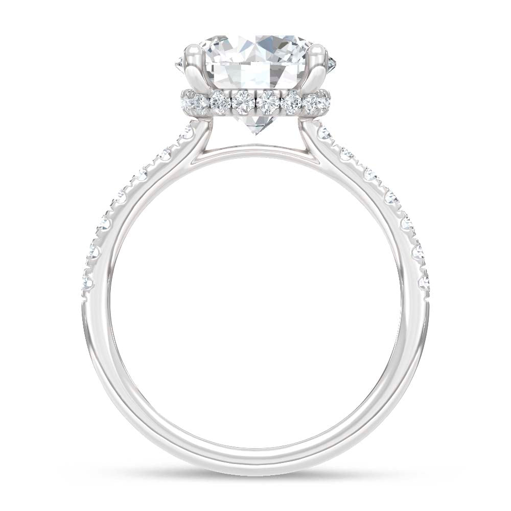 14K White Gold Lab Grown Diamond  2 3/8 Ct.Tw. Round Hidden Halo Engagement Ring (IGI Certified Center 2ct)