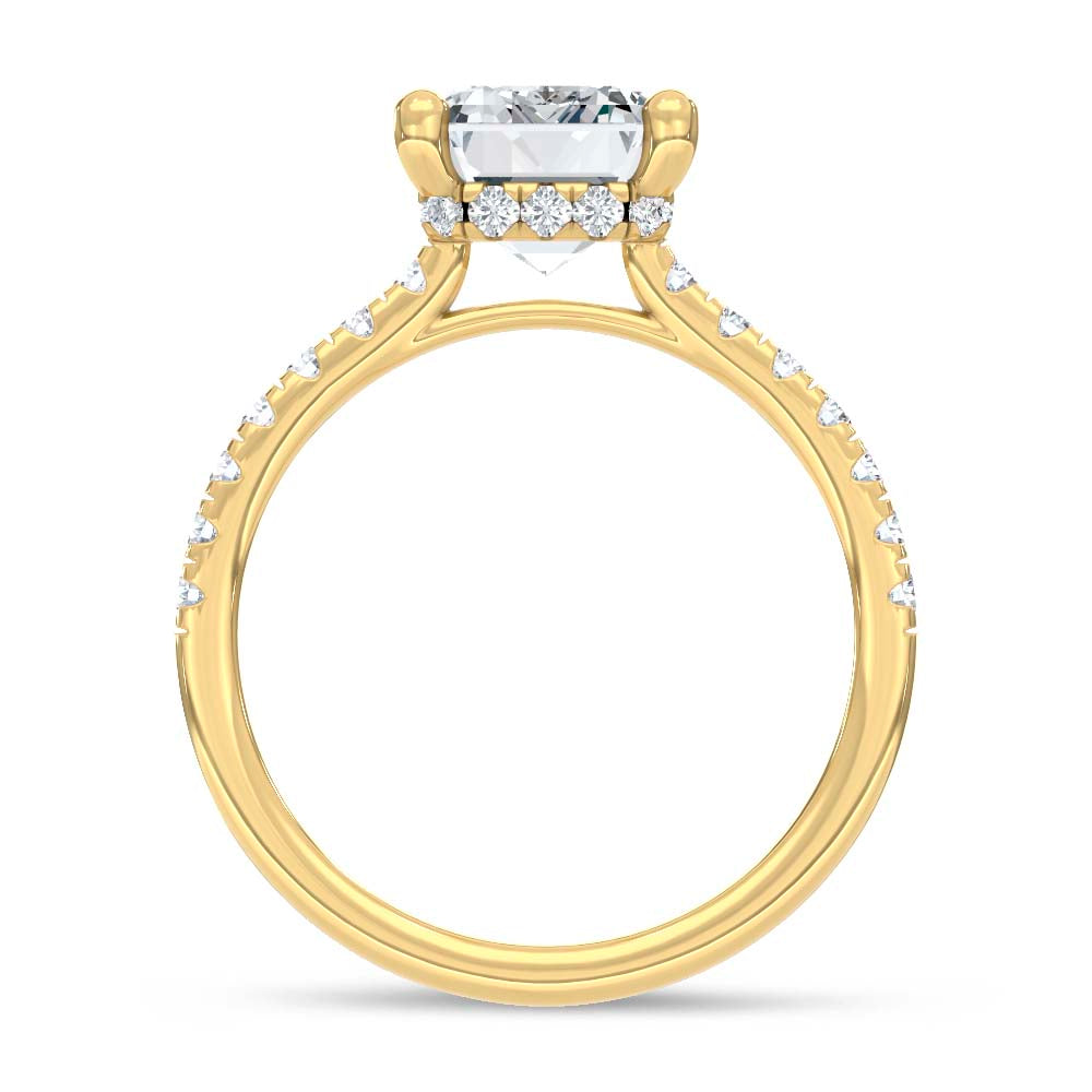 14K Yellow Gold Lab Grown Diamond  2 3/8 Ct.Tw. Emerald Hidden Halo Engagement Ring (IGI Certified Center 2ct)