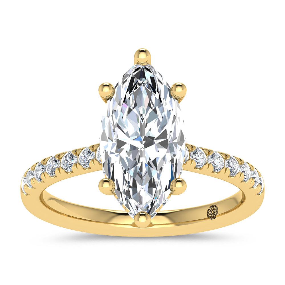 14K Yellow Gold 2 3/8 Ct.Tw. Lab Grown Diamond Marquise Shape Engagement Ring (IGI Certified Center 2ct)