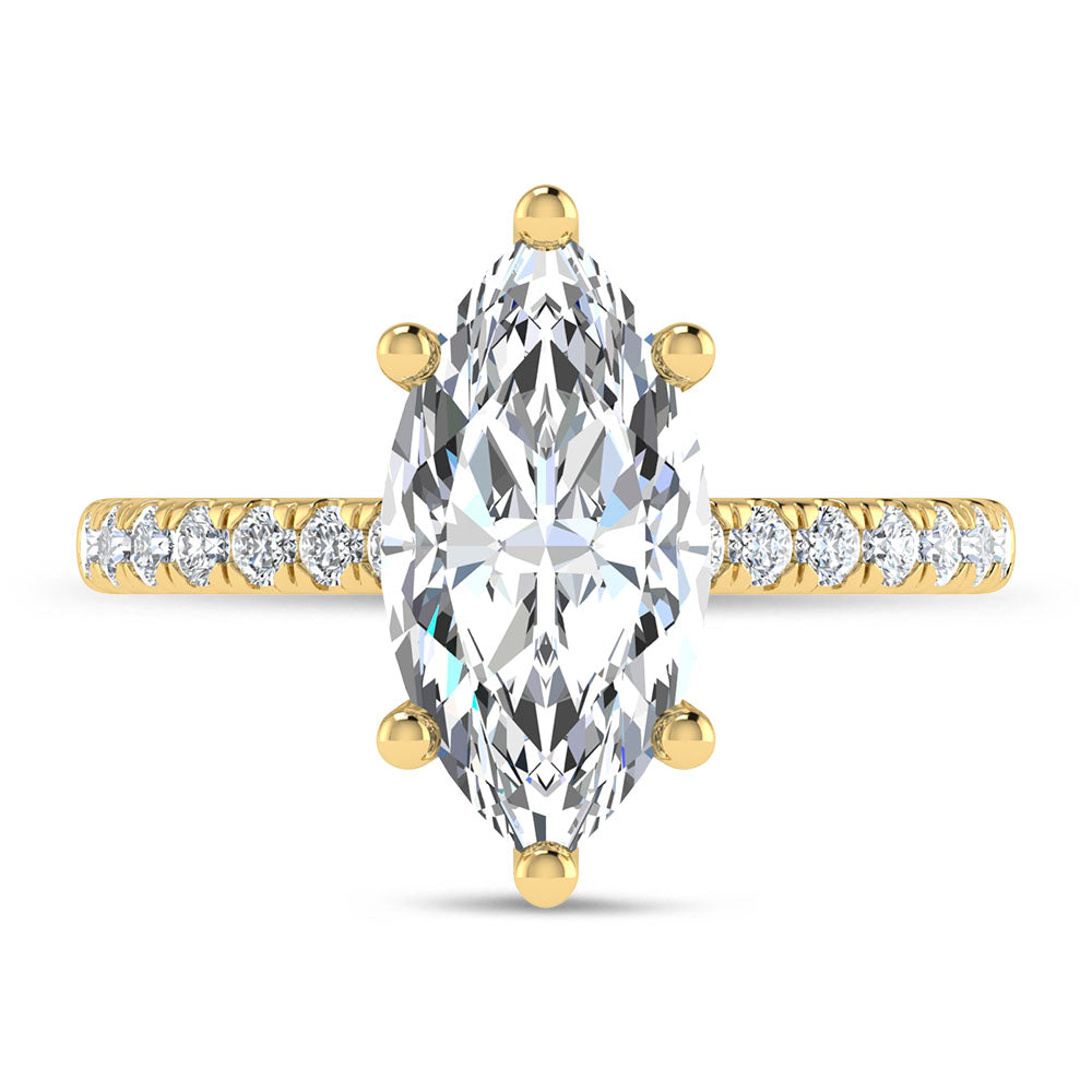 14K Yellow Gold 2 3/8 Ct.Tw. Lab Grown Diamond Marquise Shape Engagement Ring (IGI Certified Center 2ct)