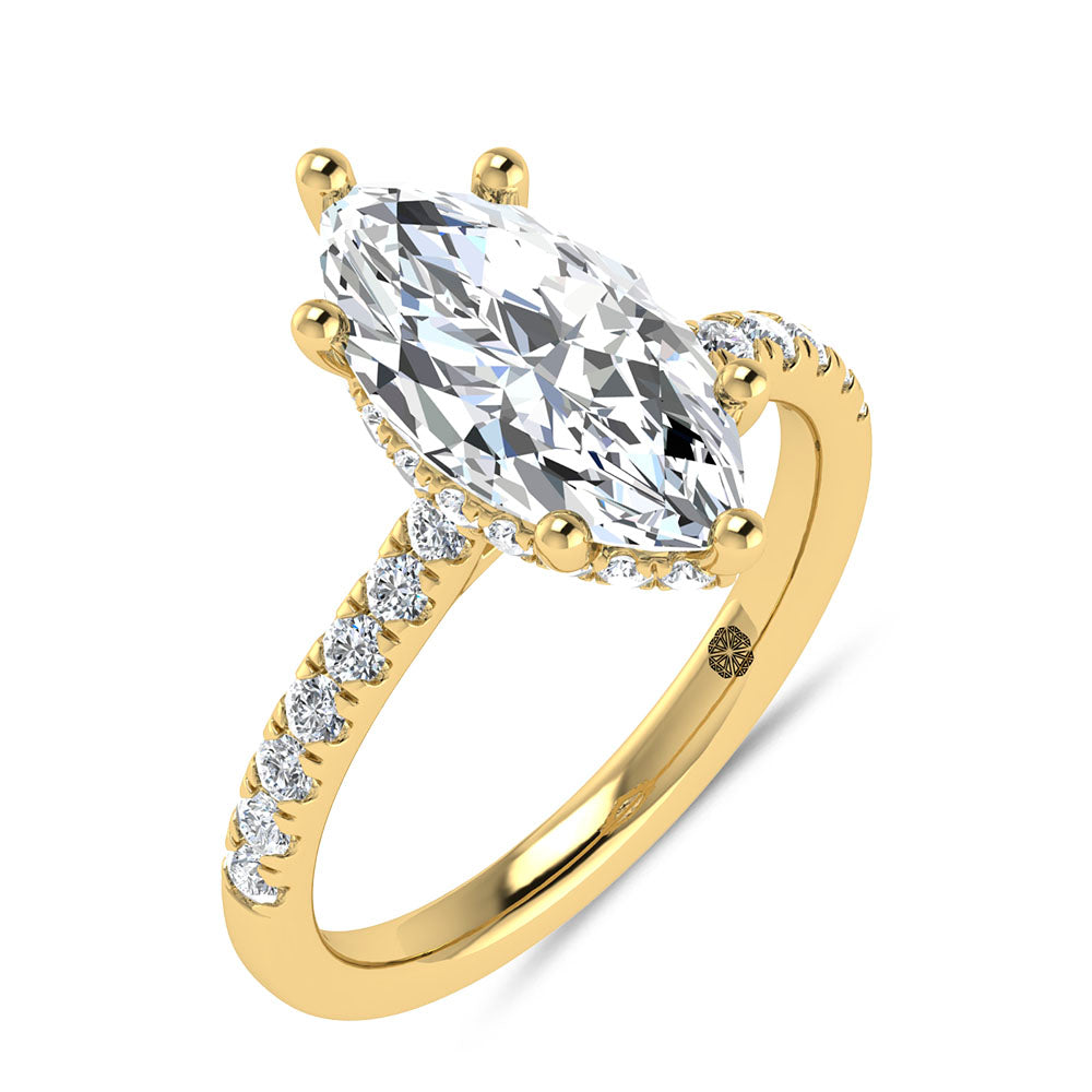 14K Yellow Gold 2 3/8 Ct.Tw. Lab Grown Diamond Marquise Shape Engagement Ring (IGI Certified Center 2ct)