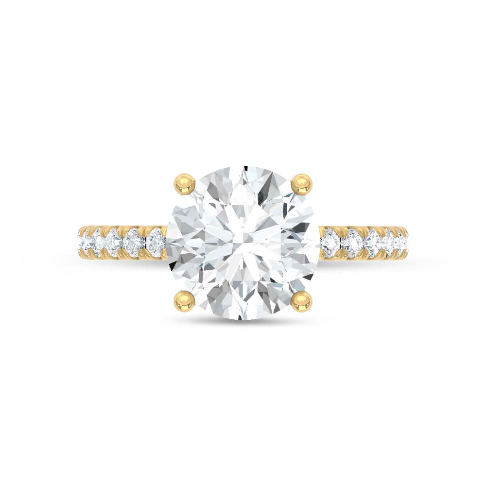 14K Yellow Gold Lab Grown Diamond  3 3/8 Ct.Tw. Round Hidden Halo Engagement Ring (IGI Certified Center 3ct)