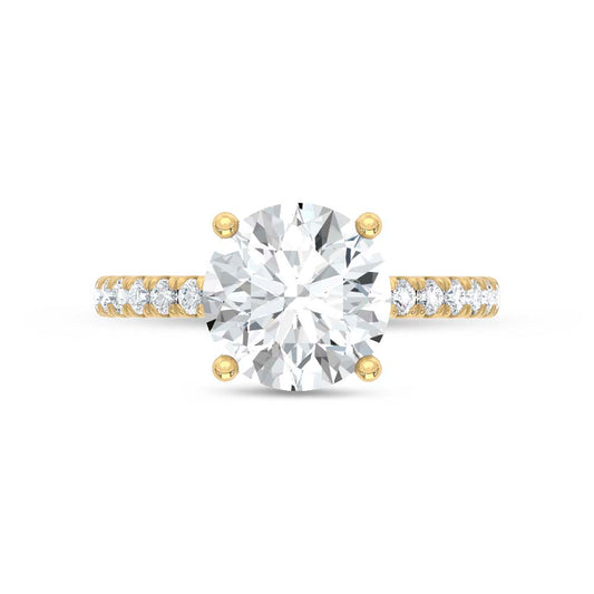 14K Yellow Gold Lab Grown Diamond  3 3/8 Ct.Tw. Round Hidden Halo Engagement Ring (IGI Certified Center 3ct)