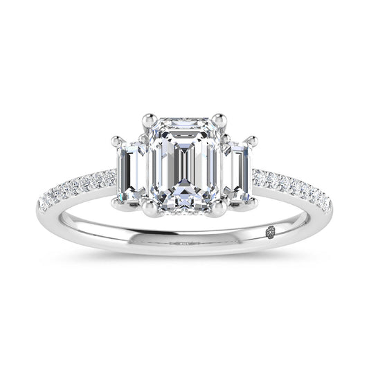 14K White Gold 1 1/4 Ct.Tw. Lab Grown Diamond Three Stone Engagement Ring