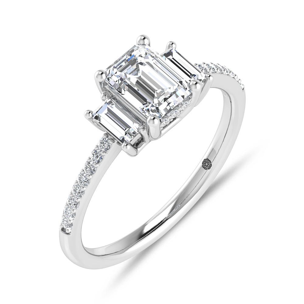 14K White Gold 1 1/4 Ct.Tw. Lab Grown Diamond Three Stone Engagement Ring