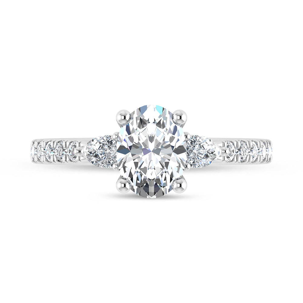 14K White Gold Lab Grown Diamond Oval Shape 1 1/2 Ct.Tw. Engagement Ring (IGI Certified Center 1ct)