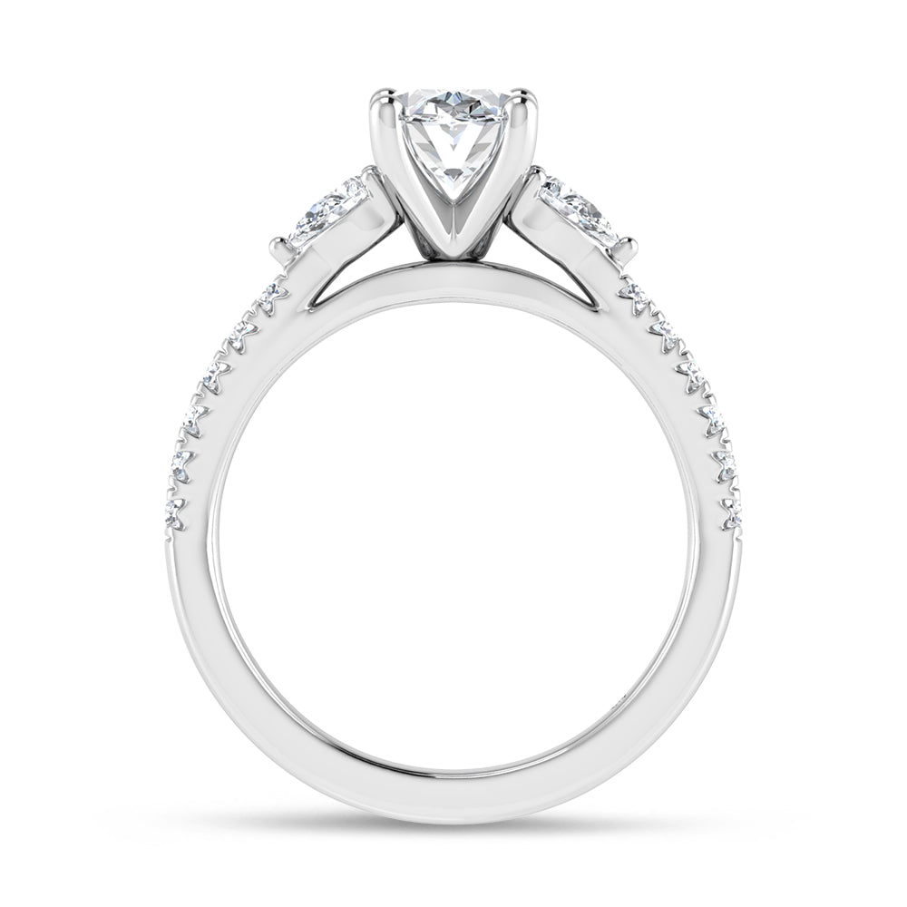14K White Gold Lab Grown Diamond Oval Shape 1 1/2 Ct.Tw. Engagement Ring (IGI Certified Center 1ct)