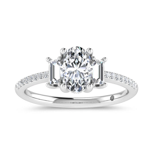 14K White Gold 1 1/4 Ct.Tw. Lab Grown Diamond Three Stone Engagement Ring