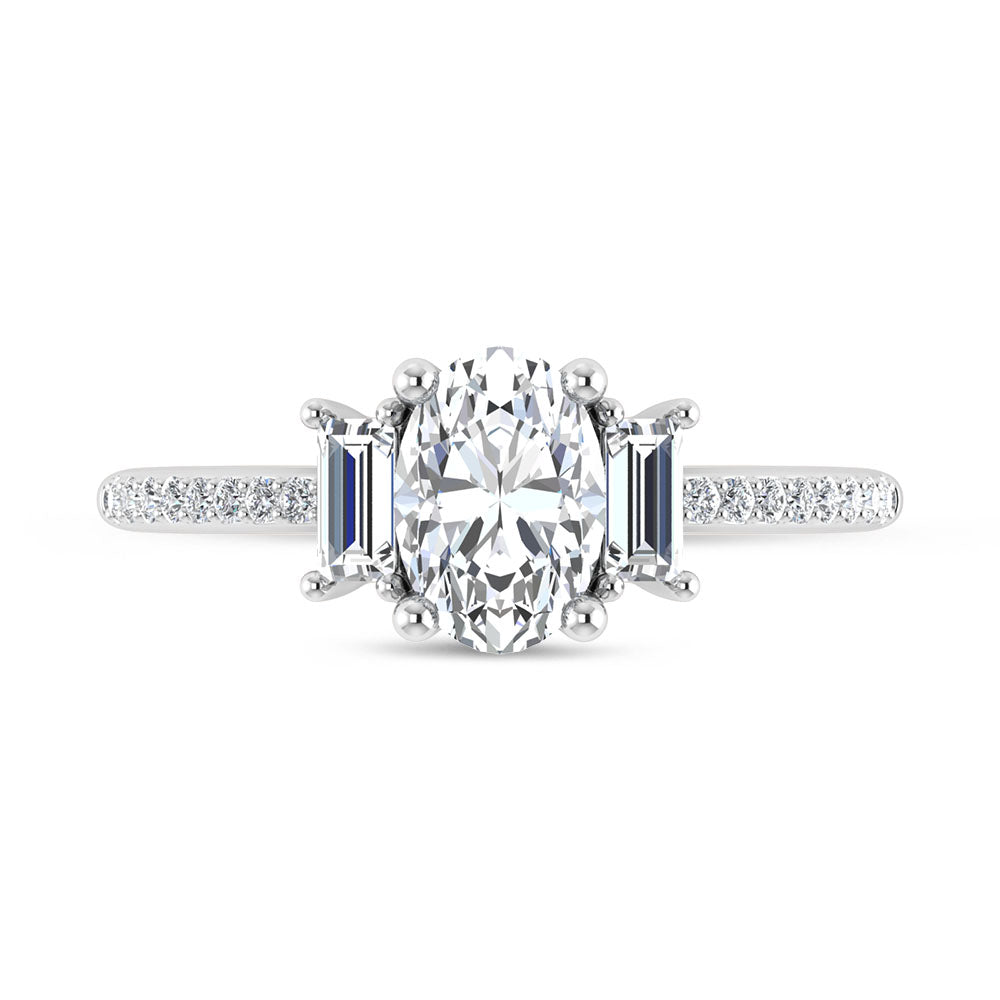 14K White Gold 1 1/4 Ct.Tw. Lab Grown Diamond Three Stone Engagement Ring