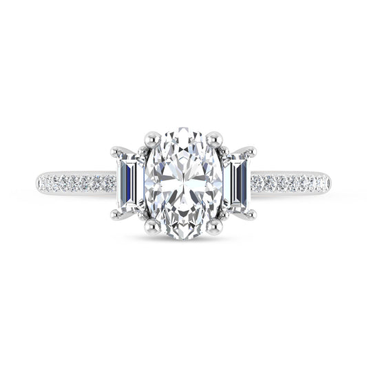 14K White Gold 1 1/4 Ct.Tw. Lab Grown Diamond Three Stone Engagement Ring